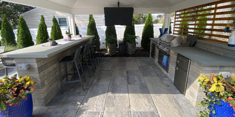 outdoor bbq bar island under pavilion